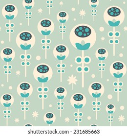 Seamless pattern with Christmas flowers on pastel background.