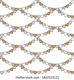 Seamless pattern with Christmas garlands. Winter holiday. Gold, silver and black colors. Vector illustration for web design or print.