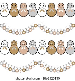 Patrón sin foco con guirnaldas navideñas. Vacaciones de invierno. Oro, plata y color negro. Ilustración vectorial para diseño web o impresión.