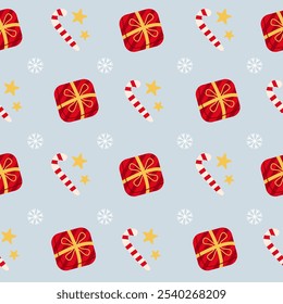 Seamless pattern of Christmas, Gift box, Vector graphics.