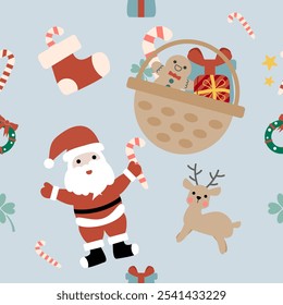 Seamless pattern of Christmas, Gift box, other Vector graphics.