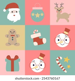 Patrón sin fisuras de Navidades, caja de regalo y otros gráficos de Vector.