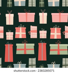 Seamless pattern of Christmas gift boxes