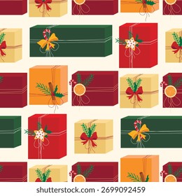 Seamless pattern with Christmas gifts