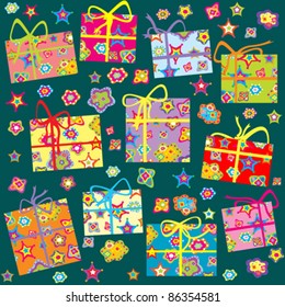 Seamless pattern with Christmas gifts