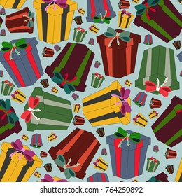 Seamless pattern with Christmas gifts of different colors