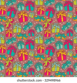 seamless pattern with christmas gifts, vector illustration