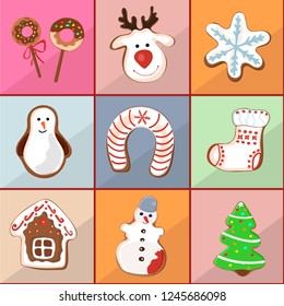 Seamless pattern of christmas gingerbread