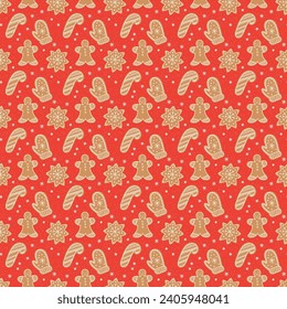 Seamless pattern of the
Christmas gingerbread cookies 