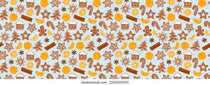 Patrón sin fisuras con Navidades galletas de jengibre. Una ilustración sencilla