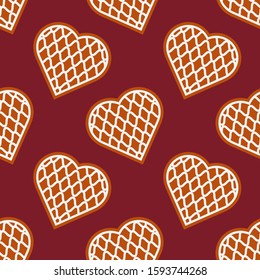 Seamless pattern. Christmas Gingerbread. Hearts. Vector illustration for web design or print.