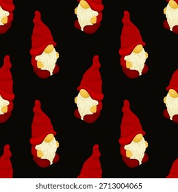Nahtloses Muster mit Weihnachtszwergen - handgezeichnete Vektorgrafik.