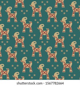 Seamless pattern Christmas goat, vector