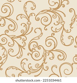 Seamless Pattern of Christmas Gold Swirl- Christmas Vector design 