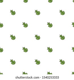 seamless pattern with  with Christmas green leaves on white background