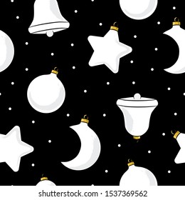 Seamless pattern with christmas hand drawn toy. Winter, merry christmas background. Wrapping paper, cover