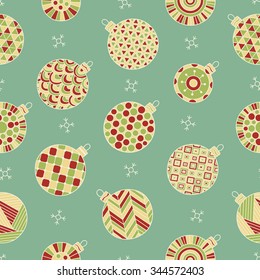 Seamless pattern with christmas hand drawn decorative elements. Christmas balls. Can be used for wallpaper, pattern fills, web page background, postcard, poster, banner, cover, packaging.