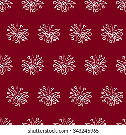 Seamless pattern with christmas hand-drawn decorative elements in vector. Fancy snowflake pattern.