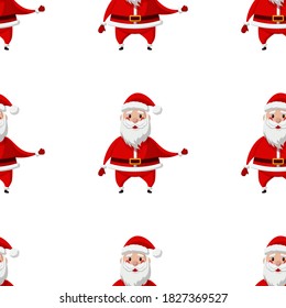Patrón sin foco para Navidad con Papá Noel feliz. Fondo infantil. Ilustración de vectores sobre fondo transparente