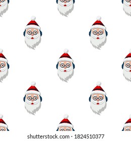 Seamless pattern Christmas hipster Santa Claus 