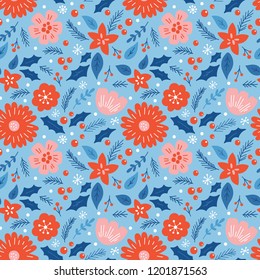 Patrón sin fisuras para las Navidades de vacaciones. Fondo infantil para tela, papel de embalaje, textil, Fondo de pantalla y ropa. Ilustración vectorial