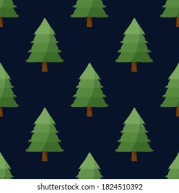 Patrón incomparable para las vacaciones de Navidad con un simple árbol de Navidad. Fondo infantil. Ilustración vectorial sobre fondo azul oscuro