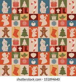 Seamless pattern of Christmas icons.