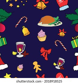 seamless pattern with christmas icons