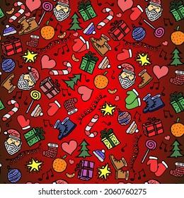 seamless pattern with christmas icons