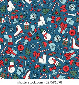 seamless pattern with christmas icons