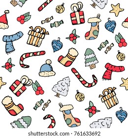 Seamless pattern with christmas icons