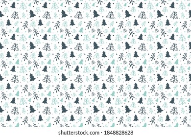 Patrón sin inconvenientes con iconos de Navidad. Árboles abstractos. Vector