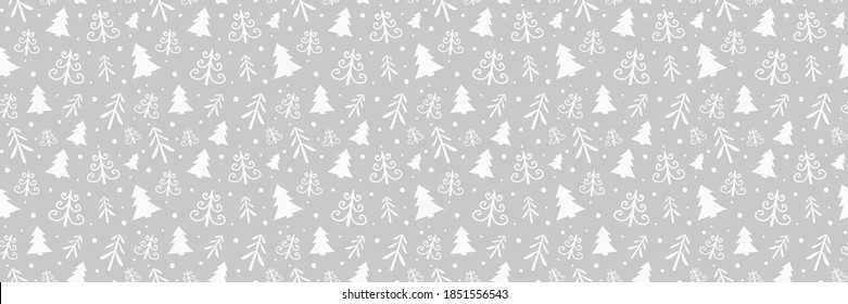 Seamless pattern with Christmas icons. Abstract trees. Vector