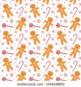Seamless pattern with christmas icons in doodle sketch style. Vector illustration. 