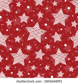 Seamless pattern with Christmas icons. Hand drawn stars. Vector