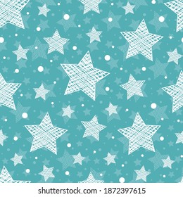Patrón sin inconvenientes con iconos de Navidad. Estrellas dibujadas a mano. Vector