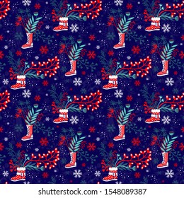 seamless pattern  and christmas icons for new year