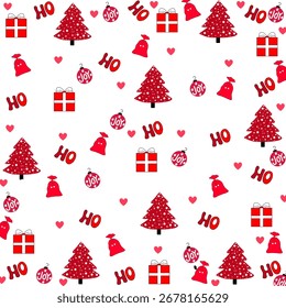 Patrón sin fisuras de los iconos de las Navidades en diversos fondos en estilo plano.
