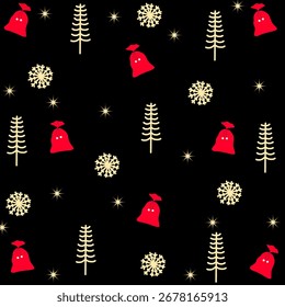 Patrón sin fisuras de los iconos de las Navidades en diversos fondos en estilo plano.