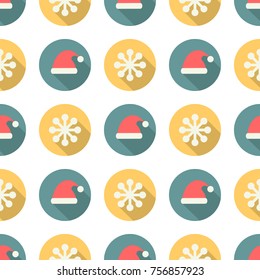 Seamless pattern with Christmas icons on white background. Winter holiday vintage pattern.