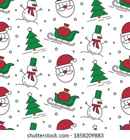 Seamless pattern with christmas icons. Vector illustration. 
