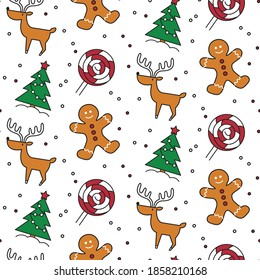 Seamless pattern with christmas icons. Vector illustration. 