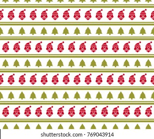 Seamless pattern of christmas items in flat style. Vector illustration.