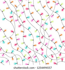 Seamless pattern with Christmas lights