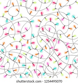 Seamless pattern with Christmas lights