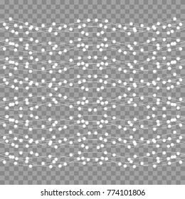 Seamless pattern. Christmas lights isolated realistic design elements. Xmas glowing lights. Textile rapport.