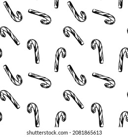 seamless pattern of Christmas lollipops in sketch style and hand draw.Print for napkins, wrapping paper and fabric. hamburger, 