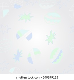 Seamless pattern  of Christmas motif, doodles, hole, spots,balls, stars. Hand drawn.