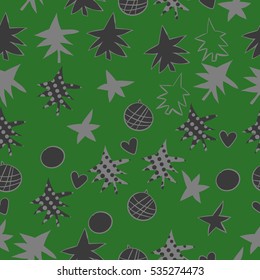 Seamless  pattern with  Christmas motifs. Hand drawn.