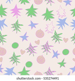 Seamless  pattern with  Christmas motifs. Hand drawn.